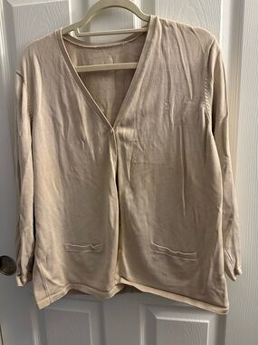 Polo by Ralph Lauren Beige V‑Neck Button Cardigan